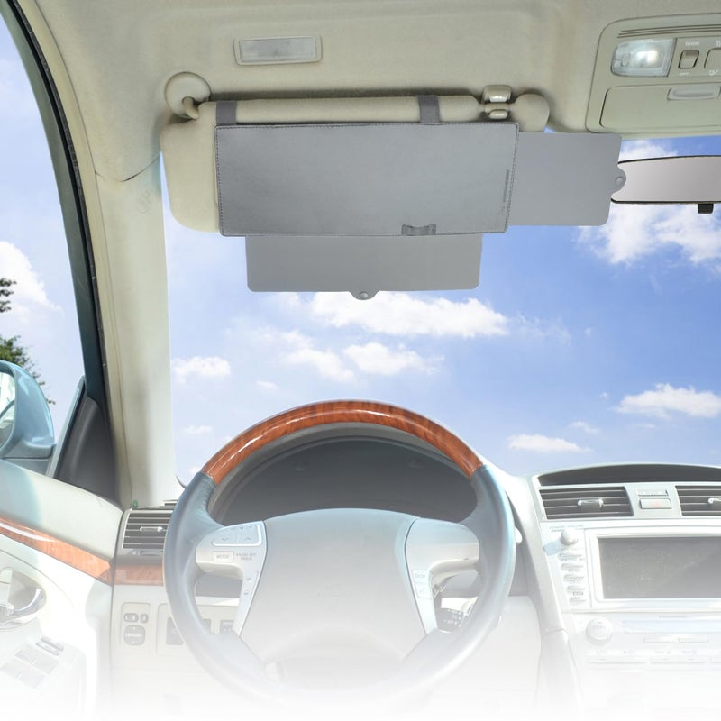 WANPOOL Car Visor Sunshade, WANPOOL Car Visor Anti-Glare Sunshade Extender for Front Seat Driver and Passenger - 2 Pieces (Gray) - Image 2